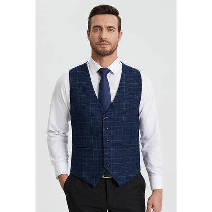 Herren Weste Baumwolle Karo Royal Blue 3XL