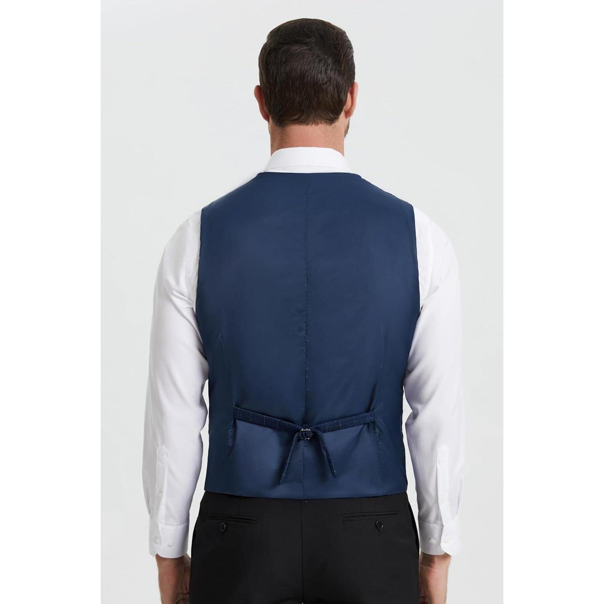 Herren Weste Baumwolle Karo Royal Blue 3XL