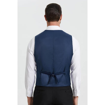 Herren Weste Baumwolle Karo Royal Blue 3XL