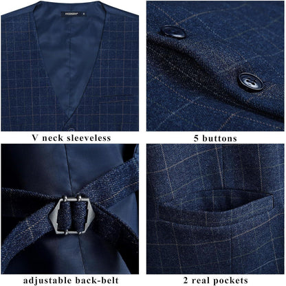 Herren Weste Baumwolle Karo Royal Blue 3XL
