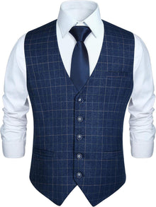 Formale Hochzeitsfeier Baumwolle Plaid Anzug Weste
