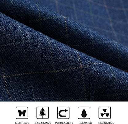 HISDERN Baumwolle Plaid Anzug Weste Herren Hochzeit Formal 1Royal Blue XS