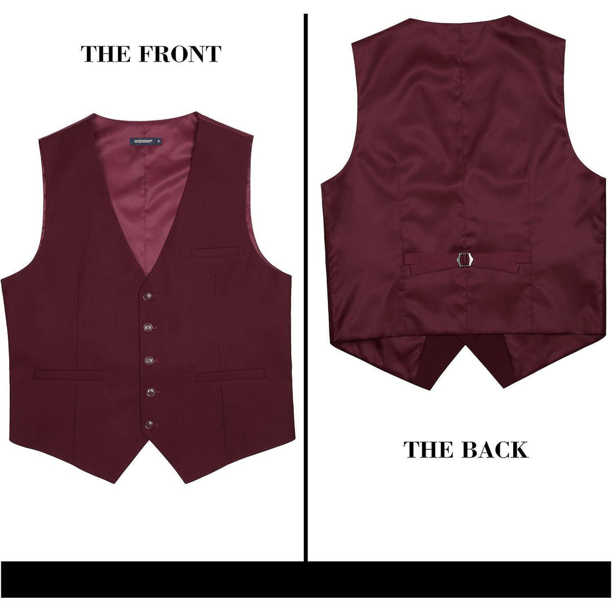 Herren Weste Baumwolle Einfarbig Burgund XL