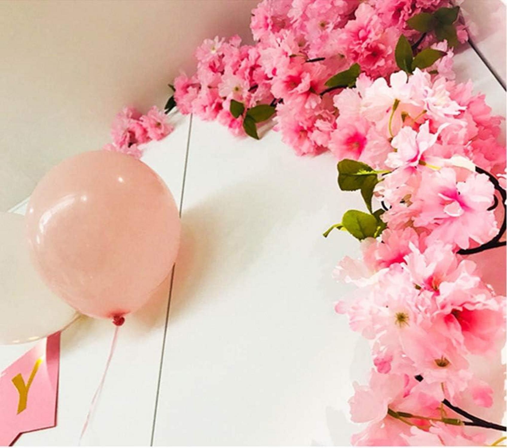 Künstliche Kirschblütengirlande 2 Stücke Seidengirlande 180 cm für