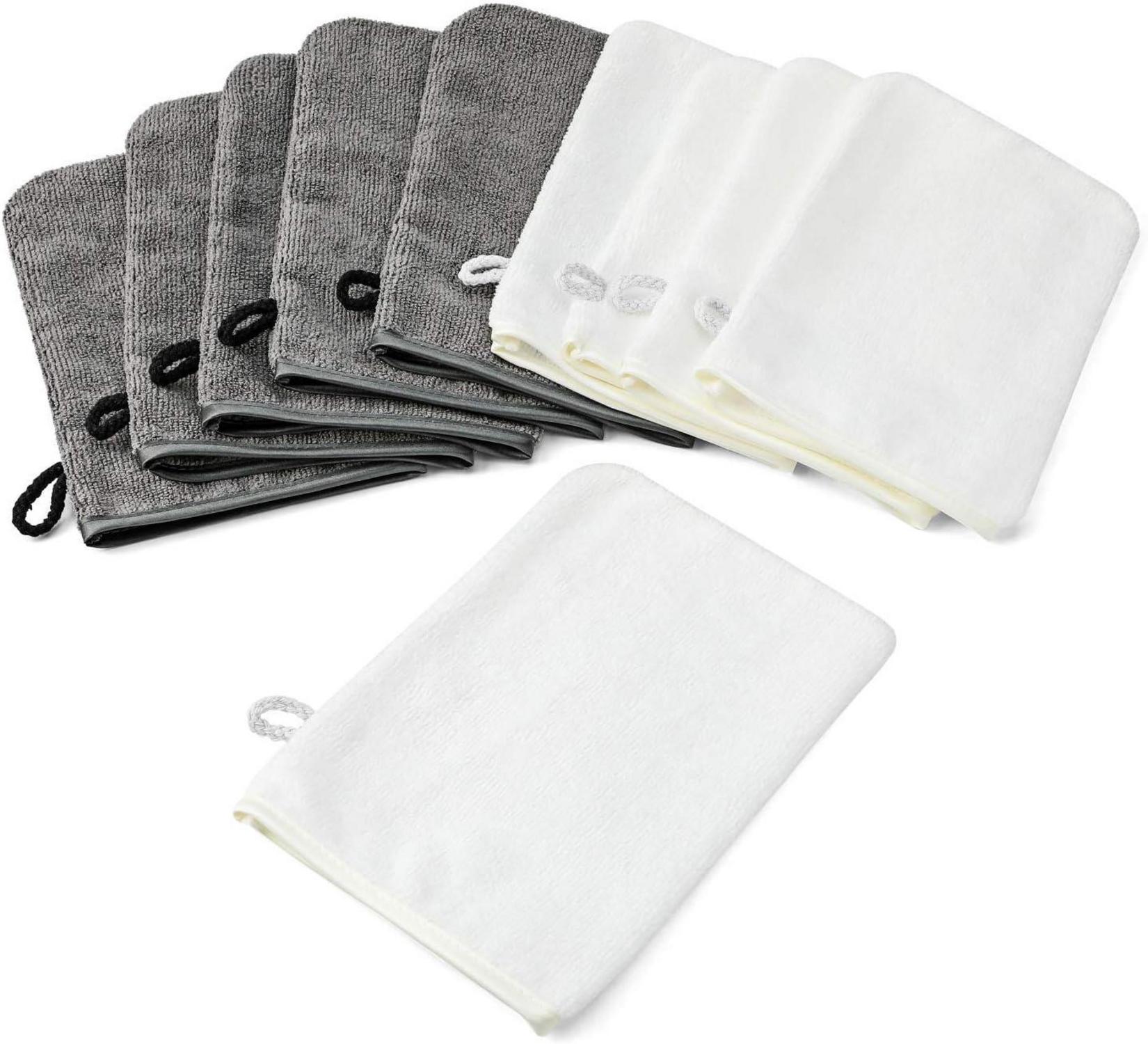 10er Pack Mikrofaser Waschlappen 15x21cm dunkelgrau