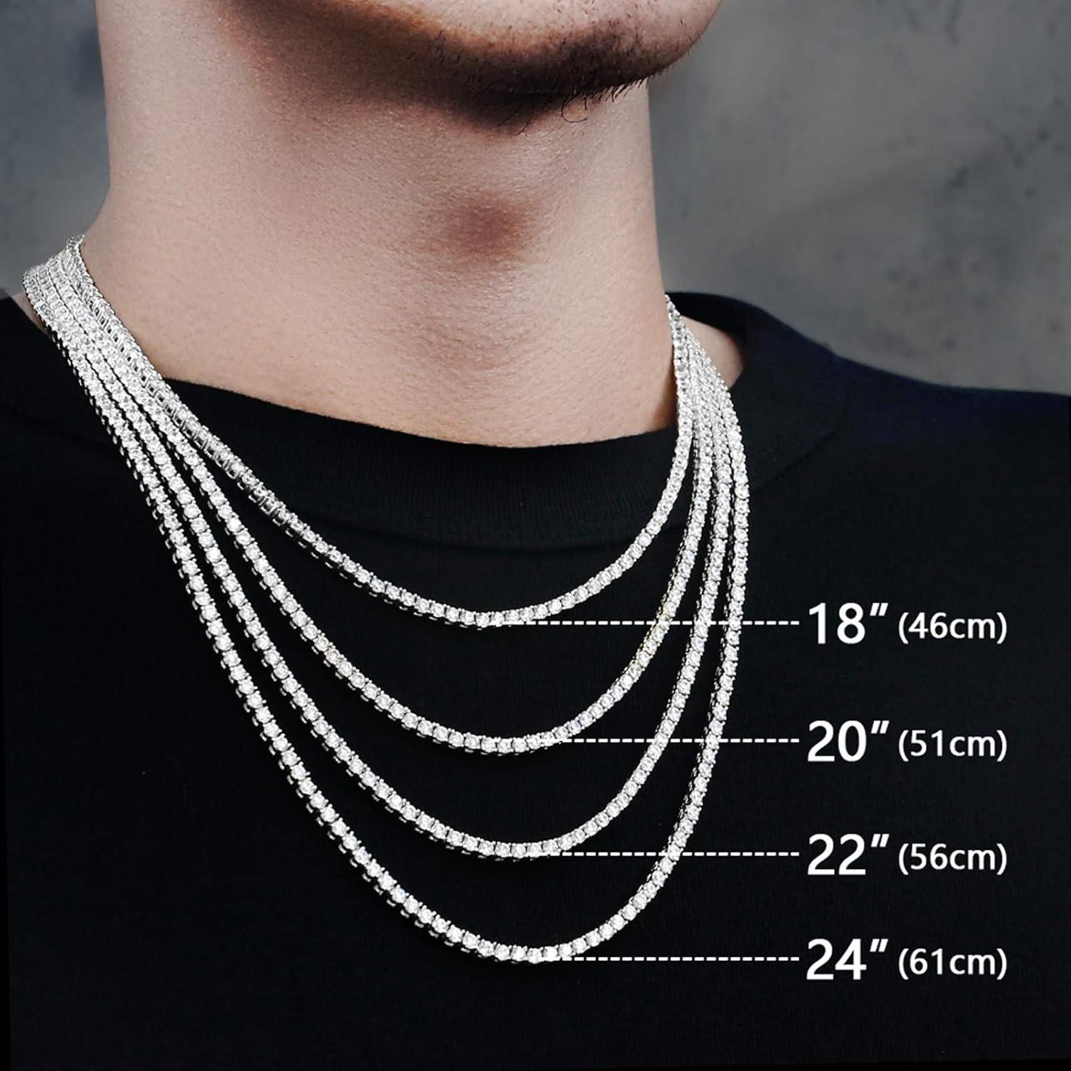 Tennis Chain 3mm Weißgold beschichtet Zirkonia Kette 45.7cm