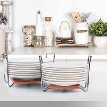 Tellerhalter Organizer Verstellbare Größe 15-22cm Bambus