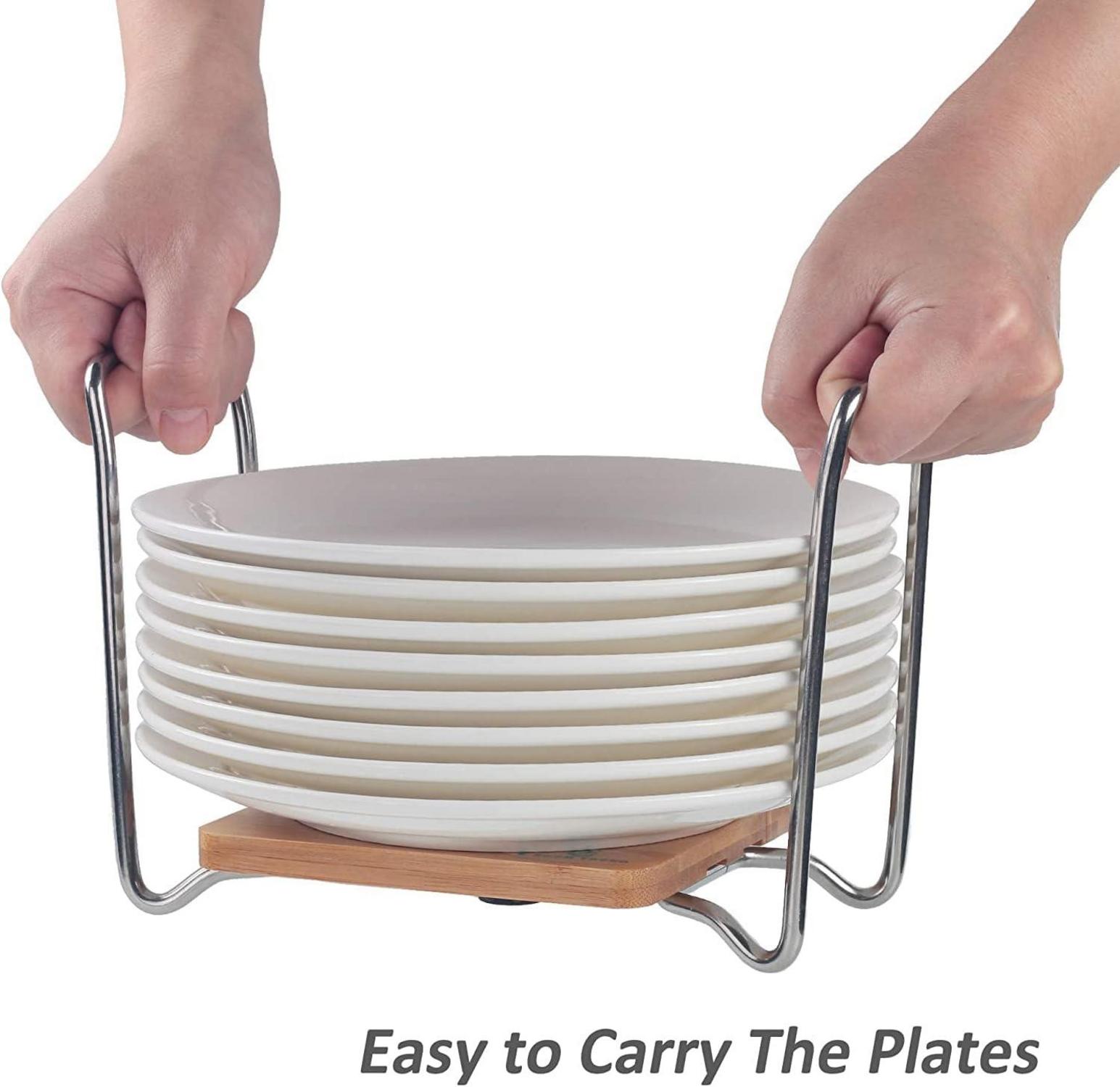 E-ROOM TREND Tellerhalter Organizer Bambus 15-22cm verstellbar