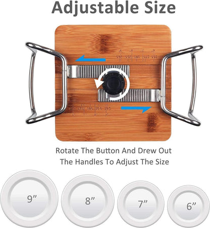 Verstellbarer Bambus Tellerhalter Organizer 15-22cm Küchenregal Griffen