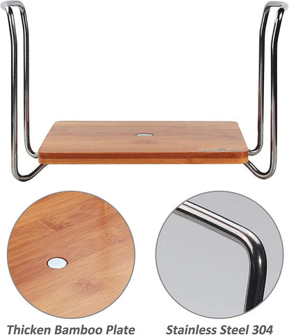 Verstellbarer Bambus Tellerhalter Organizer 15-22cm Küchenregal Griffen