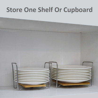 Tellerhalter Organizer Bambus Verstellbar 22-33cm Küchenorganizer