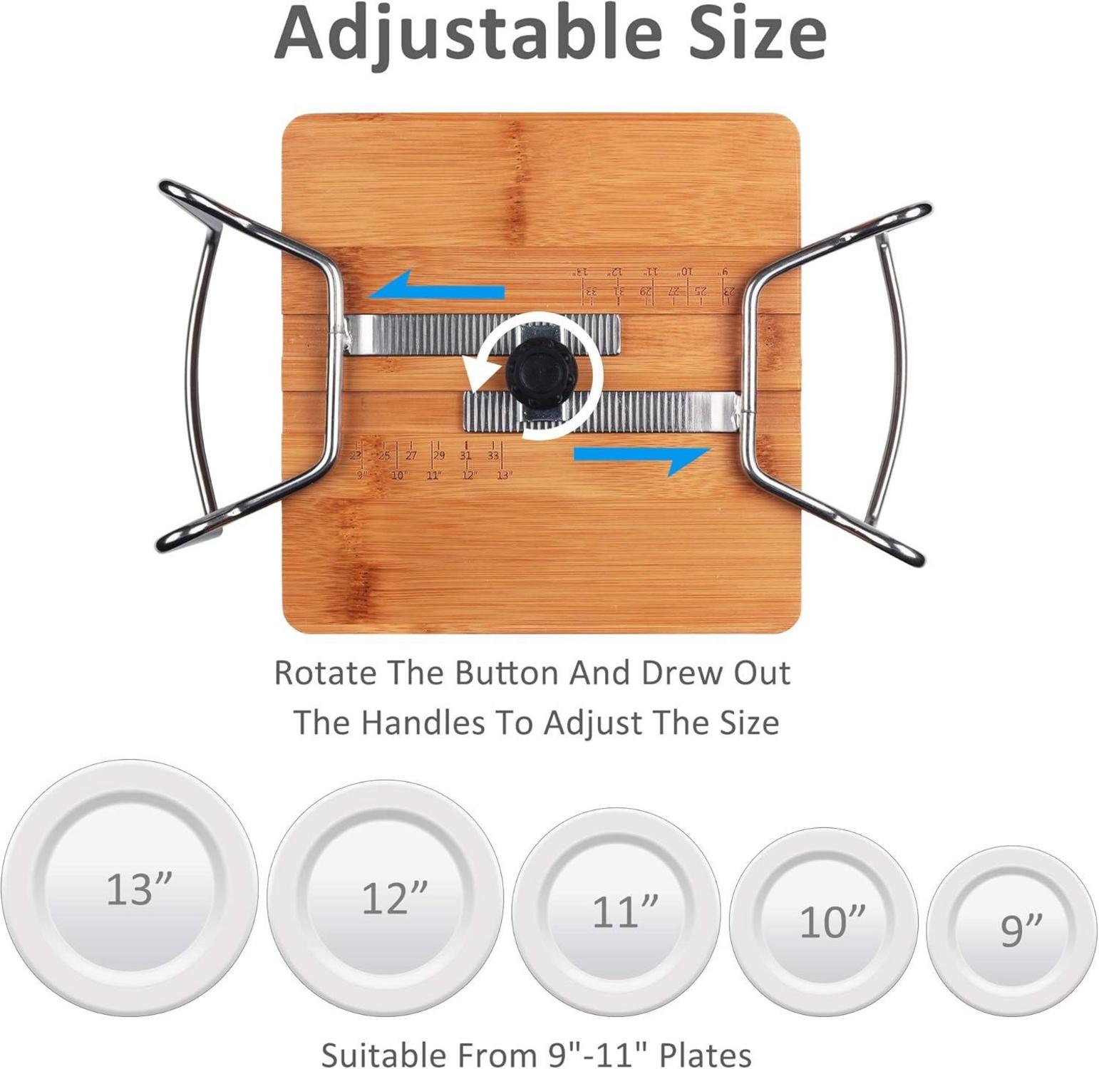 Tellerhalter Organizer Bambus 22-33cm Geschirraufbewahrung Langlebig