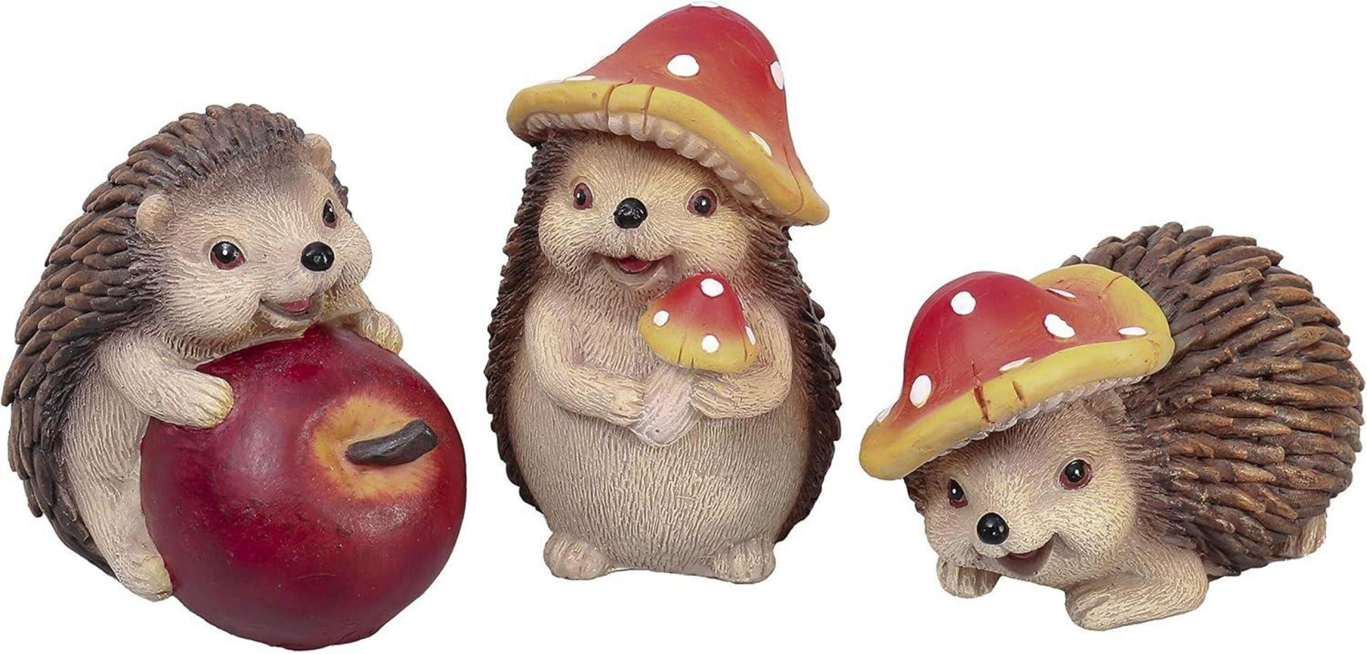Herbstdeko 3er Set Kunstharz Igeln niedlichen Apfel Pilzen