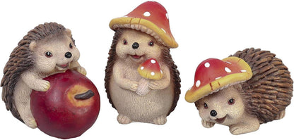 Herbstdeko 3er Set Kunstharz Igeln niedlichen Apfel Pilzen
