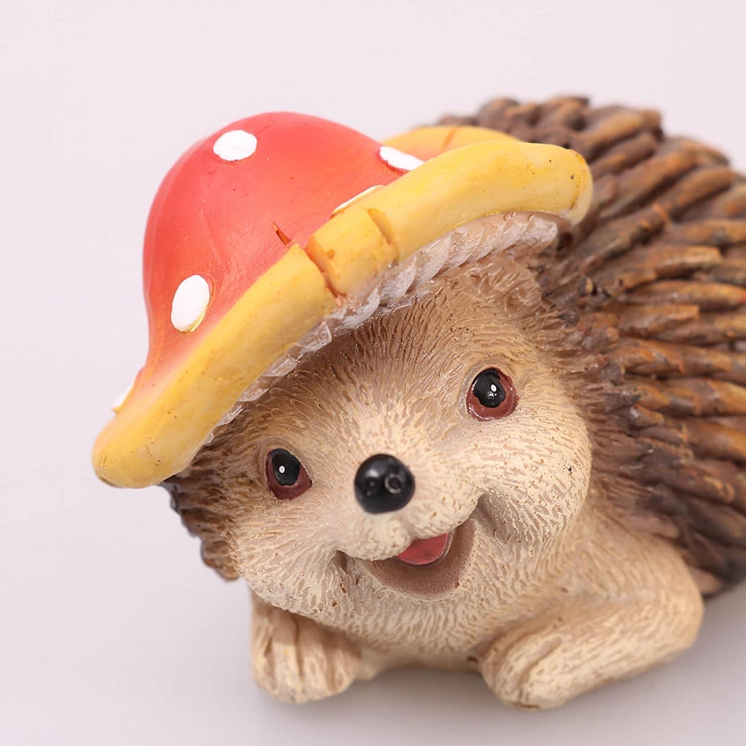 3er Set Herbstdeko Kunstharz Igeln Gartendeko 10cm süße Tierfigur Apfel Pilze