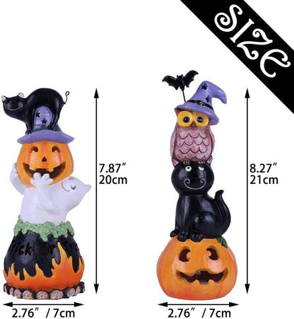 Halloween Dekorationen 2er Set Harz Kürbis LED 20cm