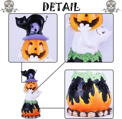 Halloween Dekorationen 2er Set Harz Kürbis LED 20cm