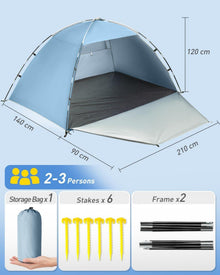 Forceatt Strandmuschel Tragbares Sonnenzelt 3-4 Personen Uv