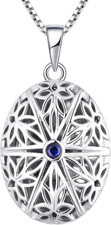 925 Sterling Silber Foto Medaillon Halskette Zirkonia Herz/Rund/Oval