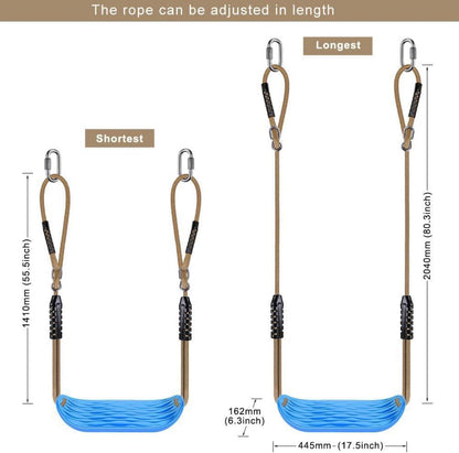 Garten Schaukelsitz Set verstellbares Seil Karabiner blau robust