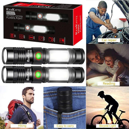 LED Taschenlampe Extrem Hell 2000 Lumen wiederaufladbar Mini Magnet Flashlight