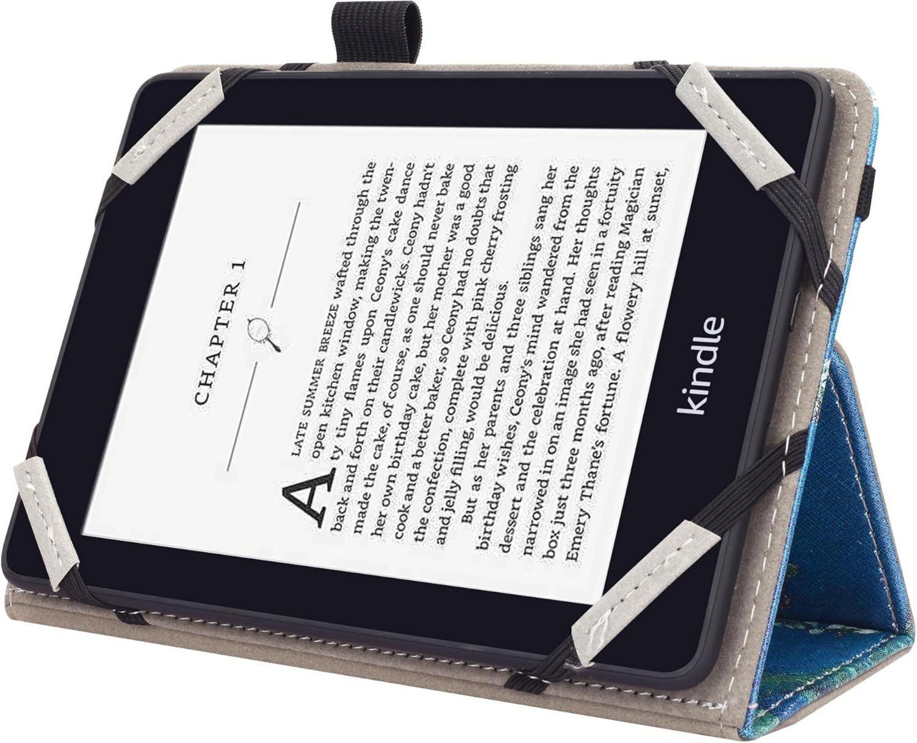 Universal 6 Zoll Kindle Paperwhite E-Reader Hülle mit Handschlaufe - Apricot Flower