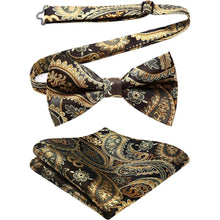 Einstellbare Fliege Blau Paisley mit Einstecktuch für Herren