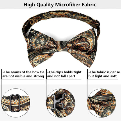 Einstellbare Fliege Blau Paisley mit Einstecktuch für Herren