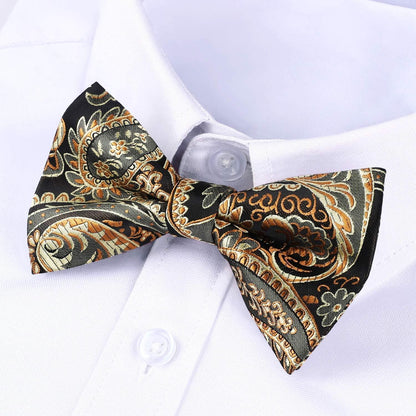 Einstellbare Fliege Blau Paisley mit Einstecktuch für Herren