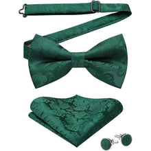 Herren Paisley Fliege Einstecktuch Manschettenknöpfe Set