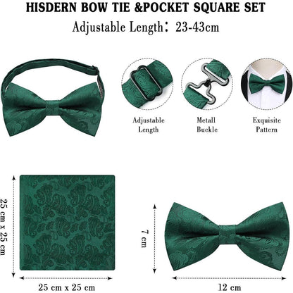 Herren Paisley Fliege Einstecktuch Manschettenknöpfe Set