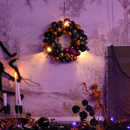 LED Halloween Kranz mit bruchsicheren Kugeln Ø 30cm für Haustür