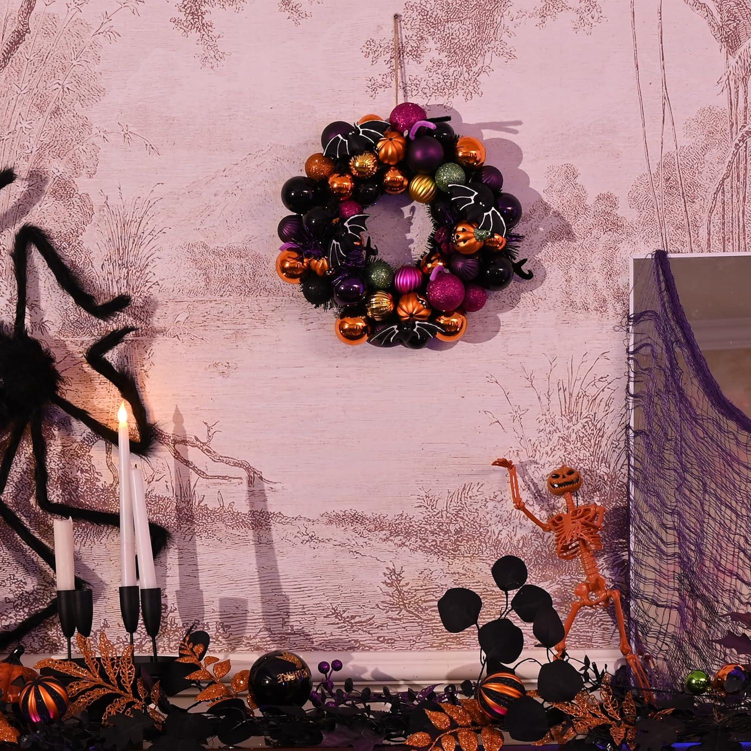 Halloween Deko Kranz Ø 30cm Freche Leckerbissen LED Haustür Wand Party