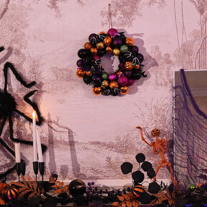 Halloween Deko Kranz Ø 30cm Freche Leckerbissen LED Haustür Wand Party