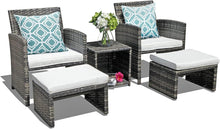 Rattan Balkonmöbel-Set mit Gartensessel und Hocker