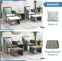 OC Rattan Balkonmöbel-Set mit Gartensessel und Hocker