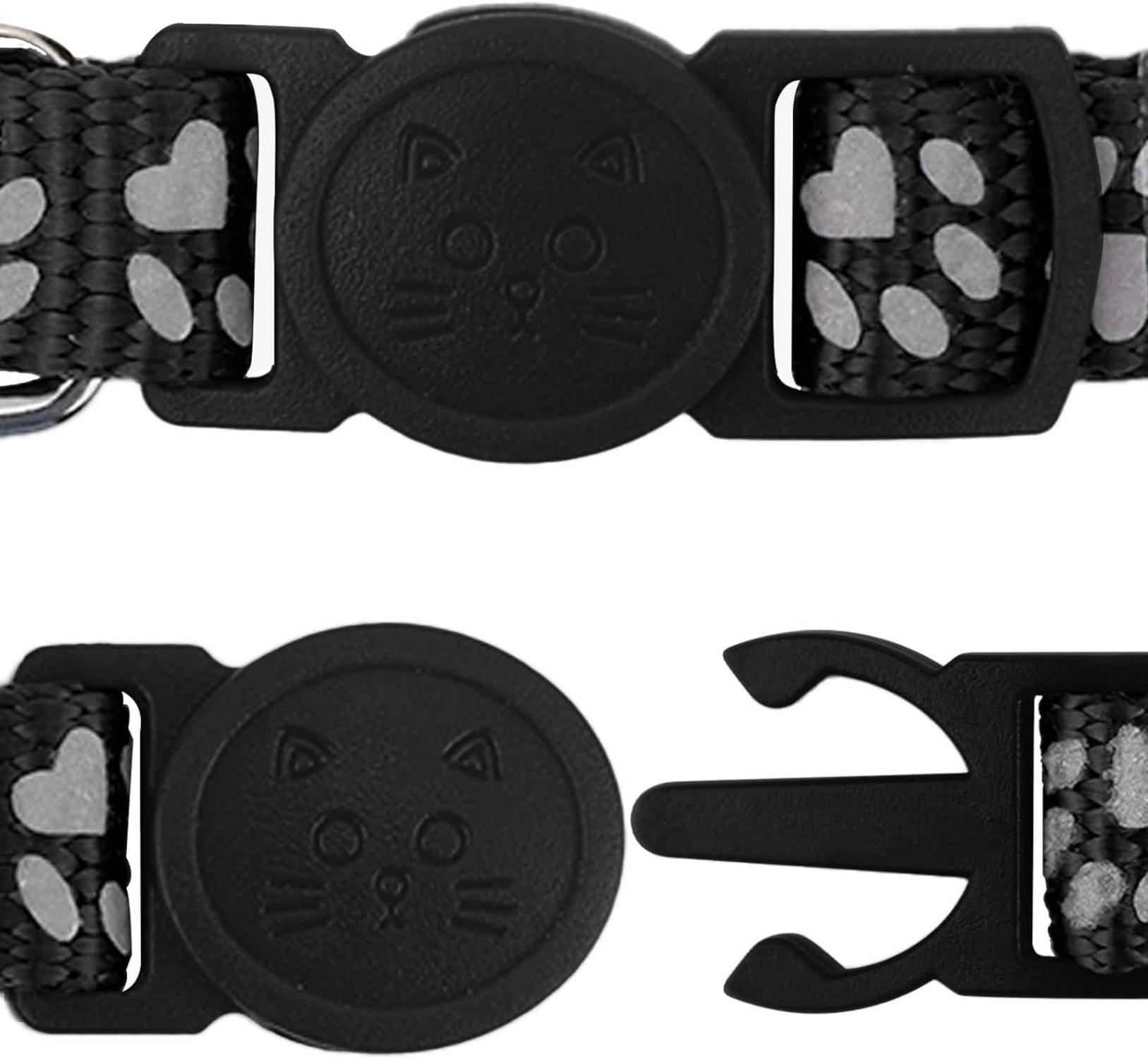 Reflektierendes Katzenhalsband mit Glöckchen 2-Stück 19-32cm Schwarz