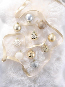 30tlg. Weihnachtskugeln Set 6cm Gold Weiß Elegant Thema