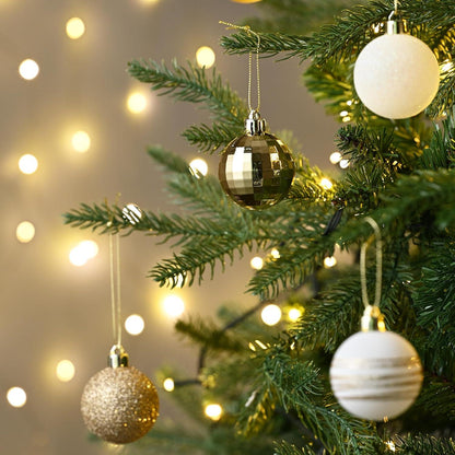 35tlg. Weihnachtskugeln Set 5cm Plastik Christbaumschmuck Weiß Gold