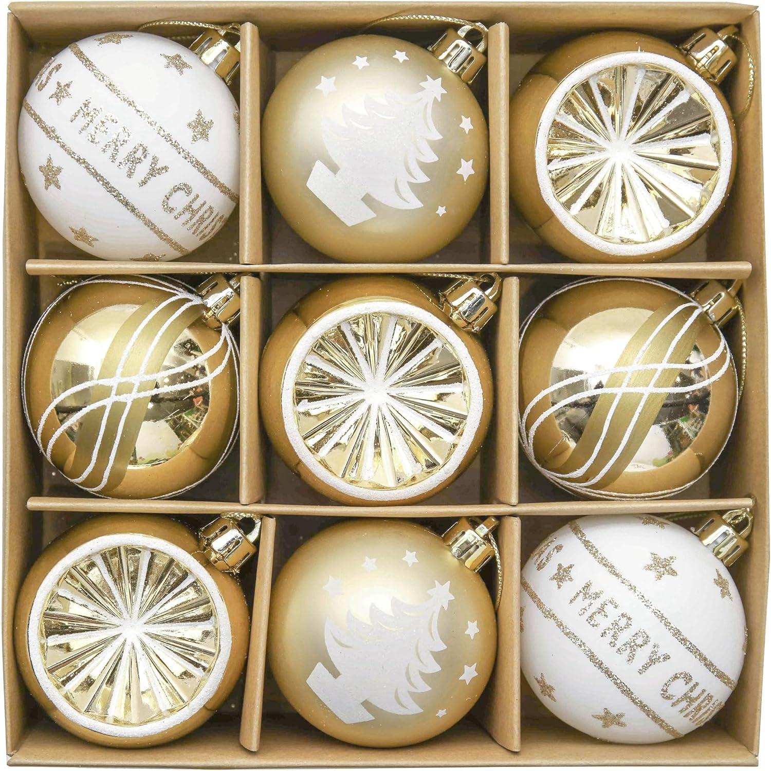 Goldene Weihnachtskugeln 9er Set 6CM Kunststoff Christbaumkugeln