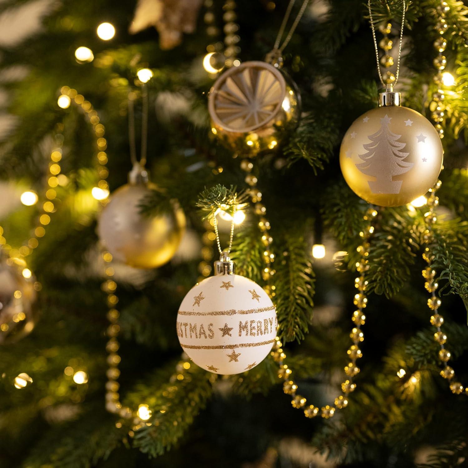 Luxuriöse Goldene Weihnachtskugeln 9er Set 6CM Kunststoff Weihnachtsdeko