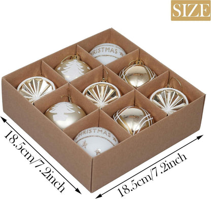 Valery Madelyn Christbaumkugeln Set 6cm Gold Weiß 9 Stücke Christbaumschmuck