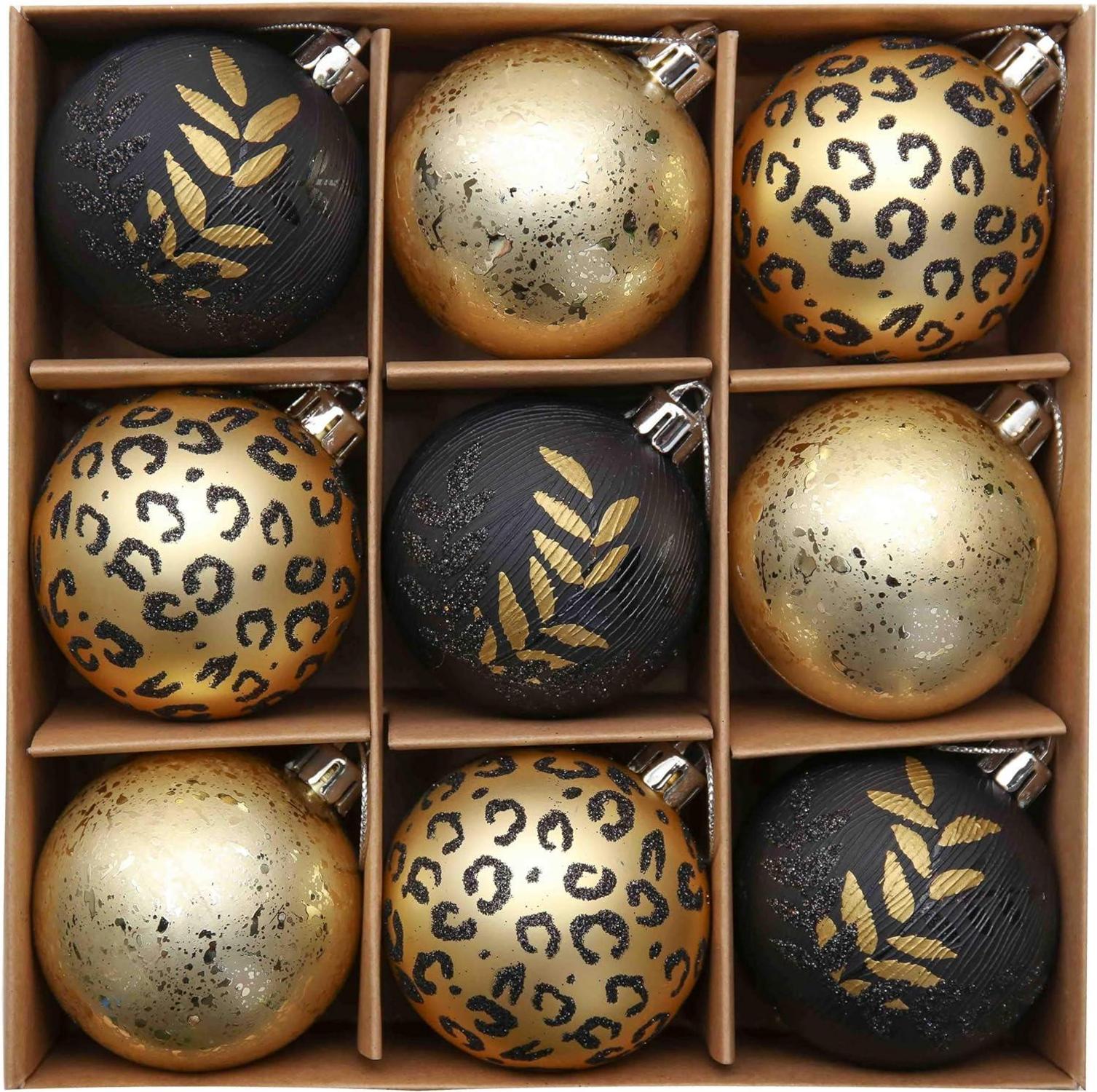 Goldene Weihnachtskugeln 9 Stücke Kunststoff Christbaumschmuck