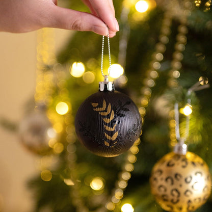 Valery Madelyn Weihnachtskugeln 9 Stücke 6CM Kunststoff Christbaumkugeln Gold Schwarz