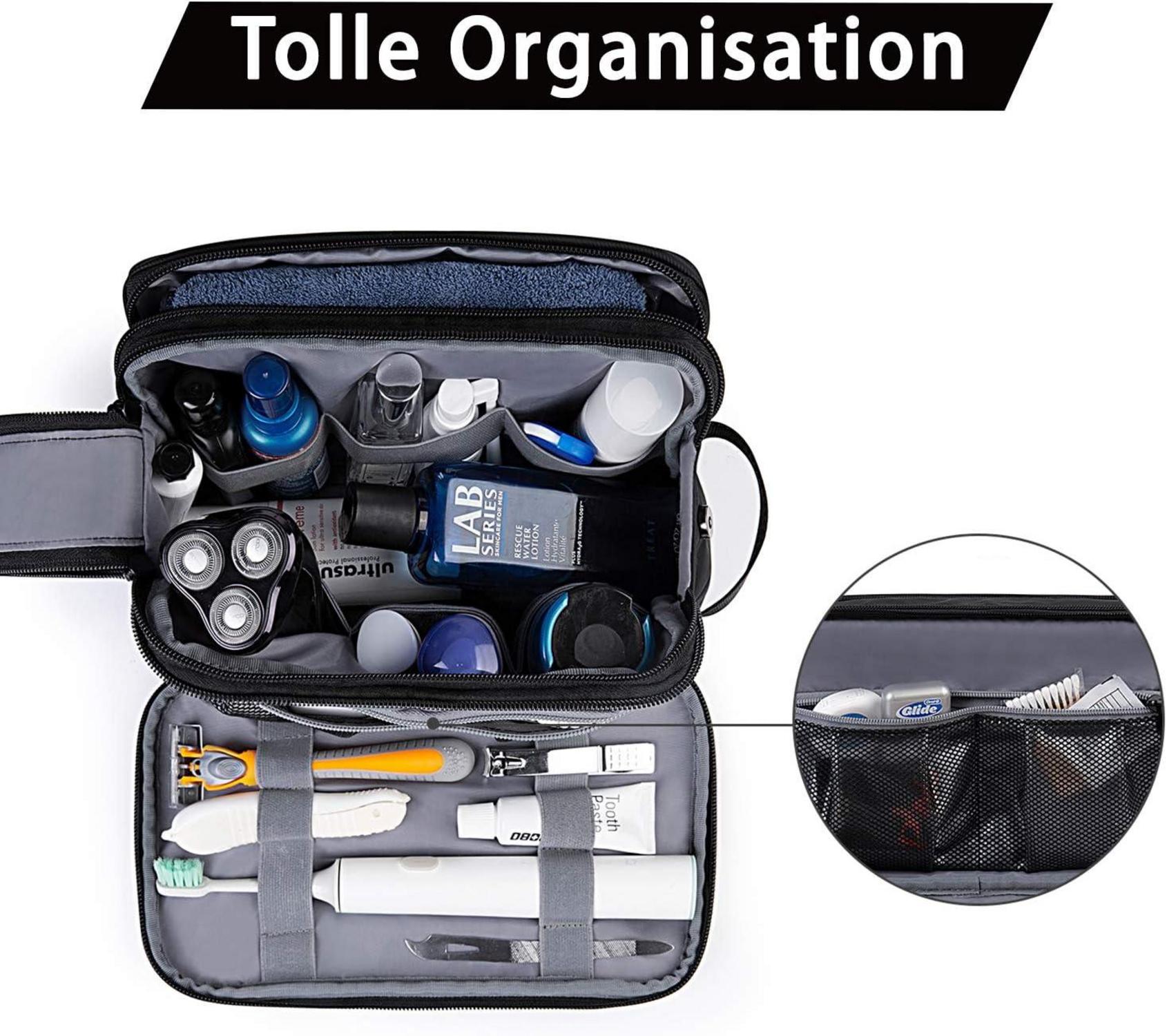Kulturtasche Herren Reise Kulturbeutel Doppelter