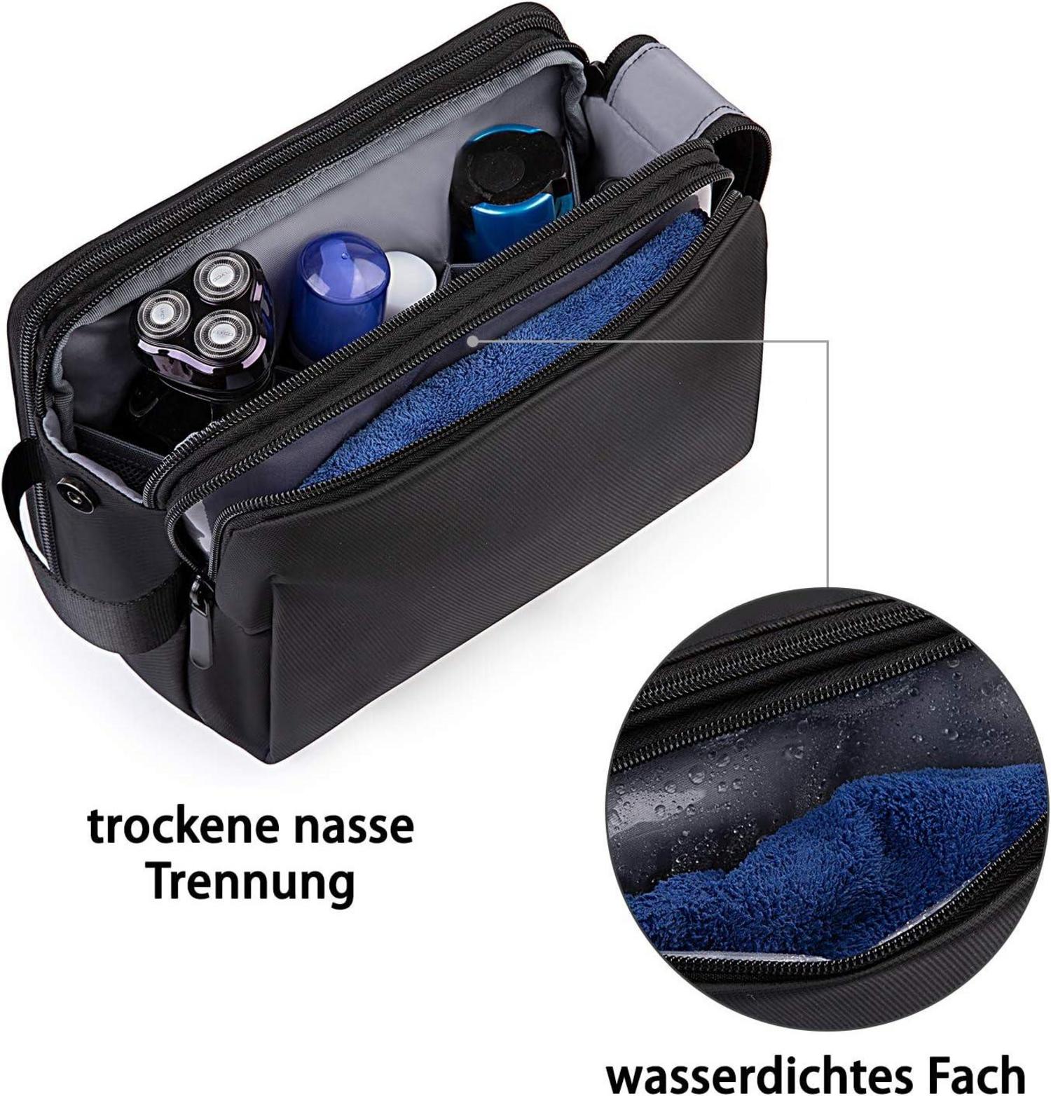 BAGSMART Herren Kulturtasche 5L, Reise Kulturbeutel, Kosmetiktasche, wasserfest, Nylon, Doppelreißverschluss