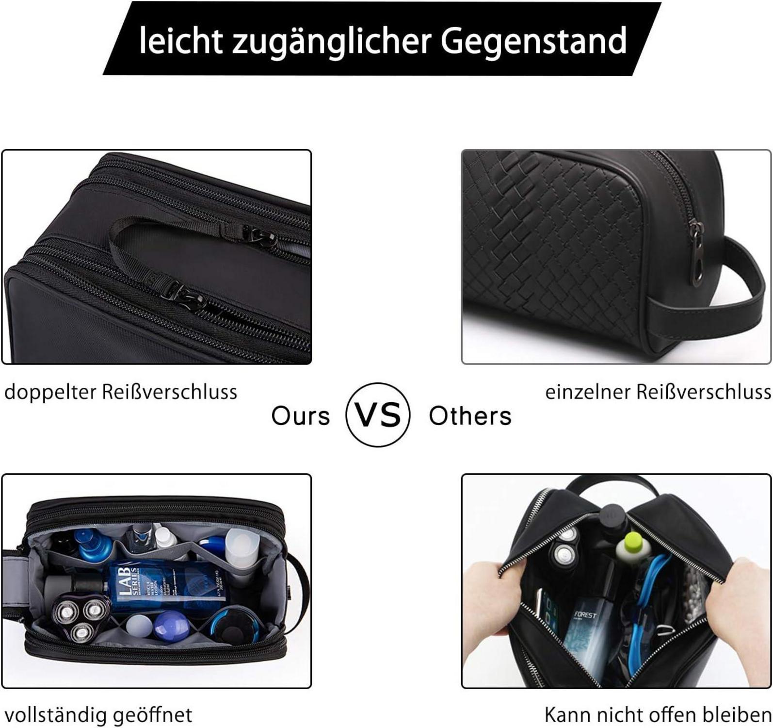 BAGSMART Herren Reise Kulturtasche Kosmetiktasche Doppel-Reißverschluss 5L