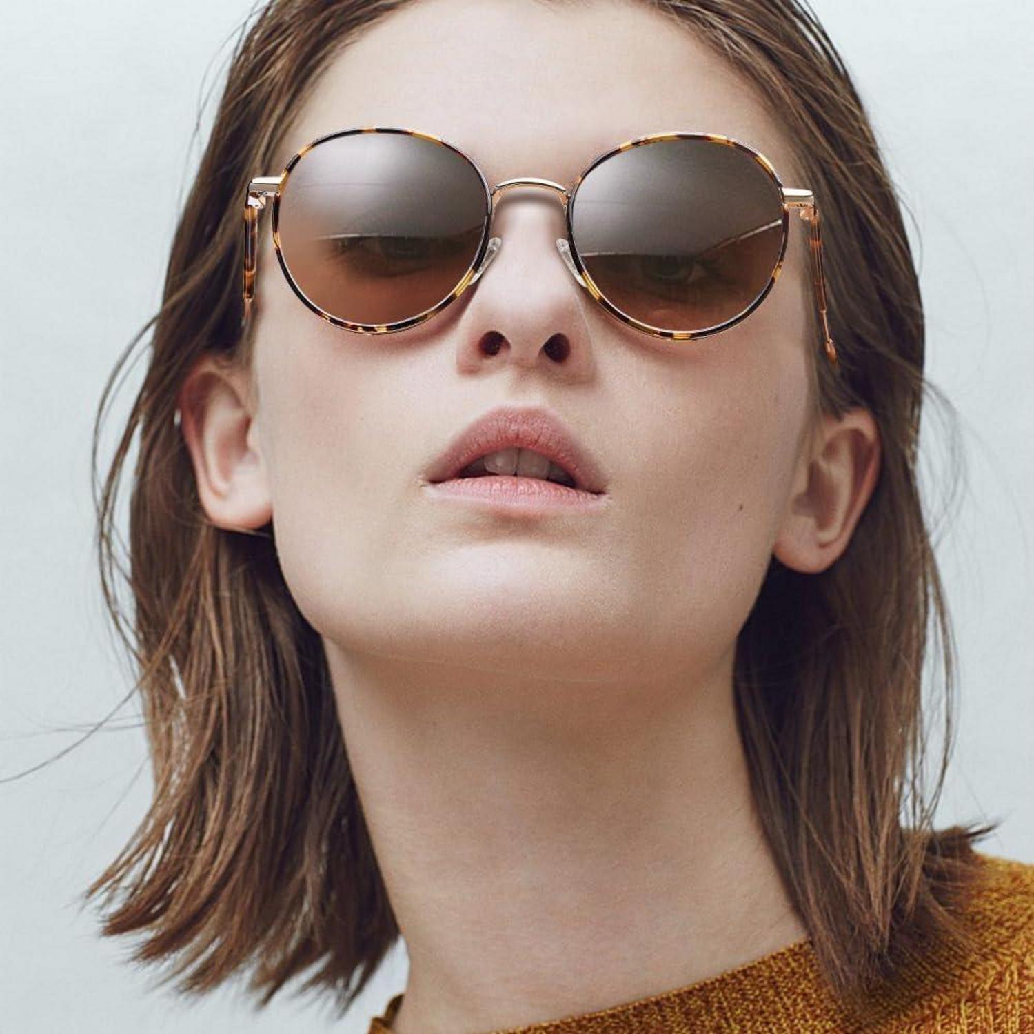 Polarisierte UV400 Sonnenbrille Retro Runde Brille Blaulichtfilter