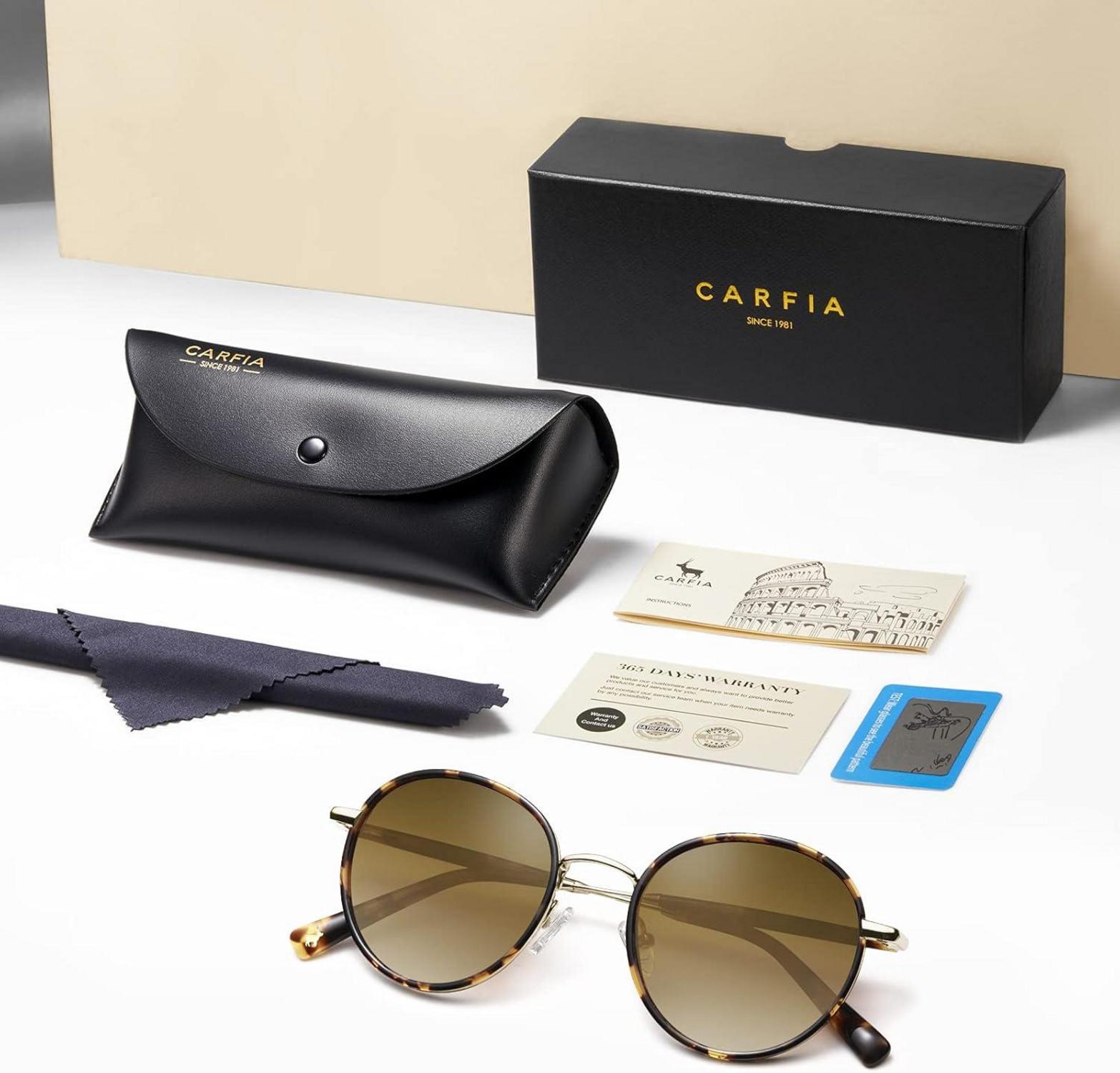 CARFIA Damen Herren polarisierte Retro Sonnenbrille UV400 Rund Brille Golf Strand Fahren