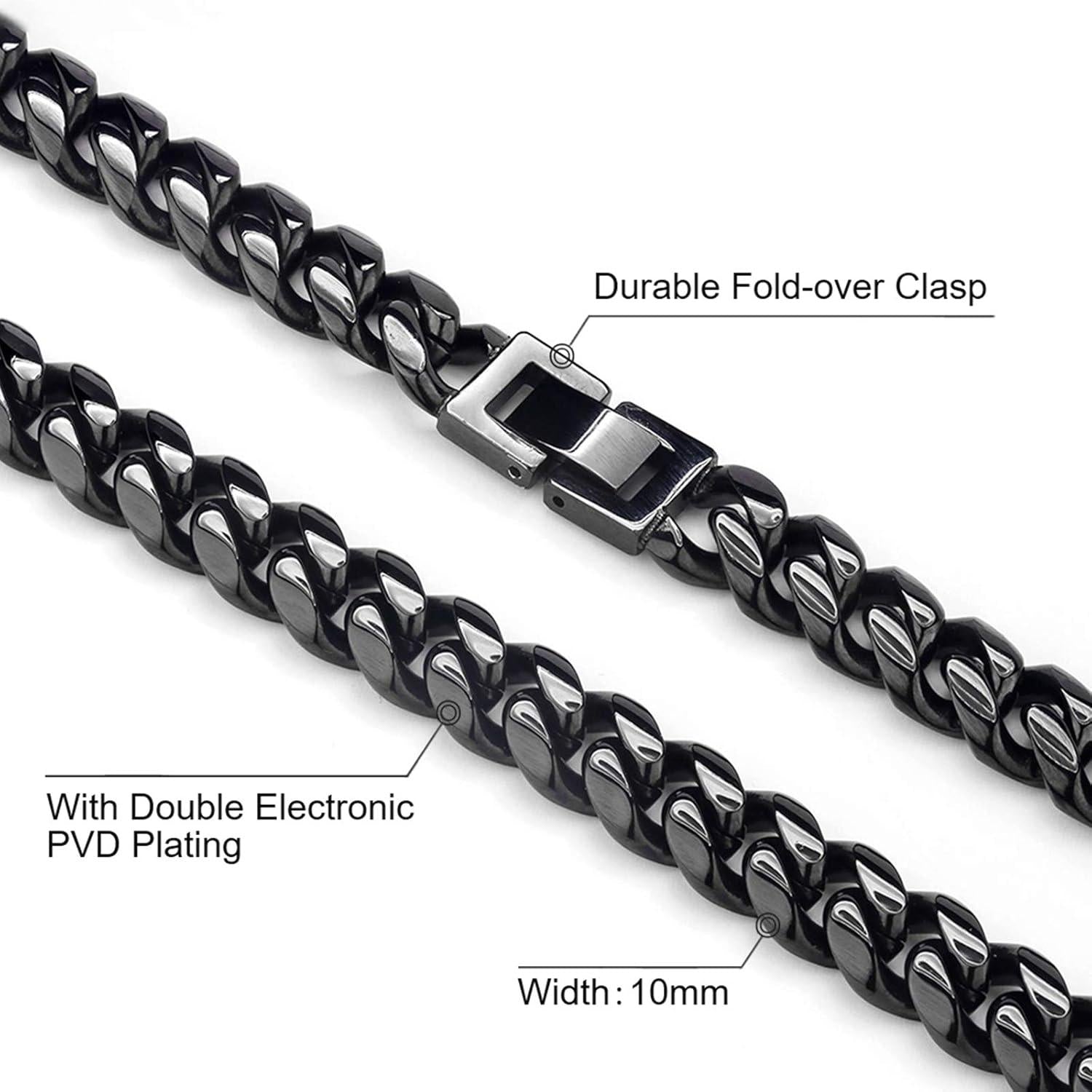 Herren Panzerkette Gold Silber Edelstahl Cuban Link Chain 50.8cm 10mm
